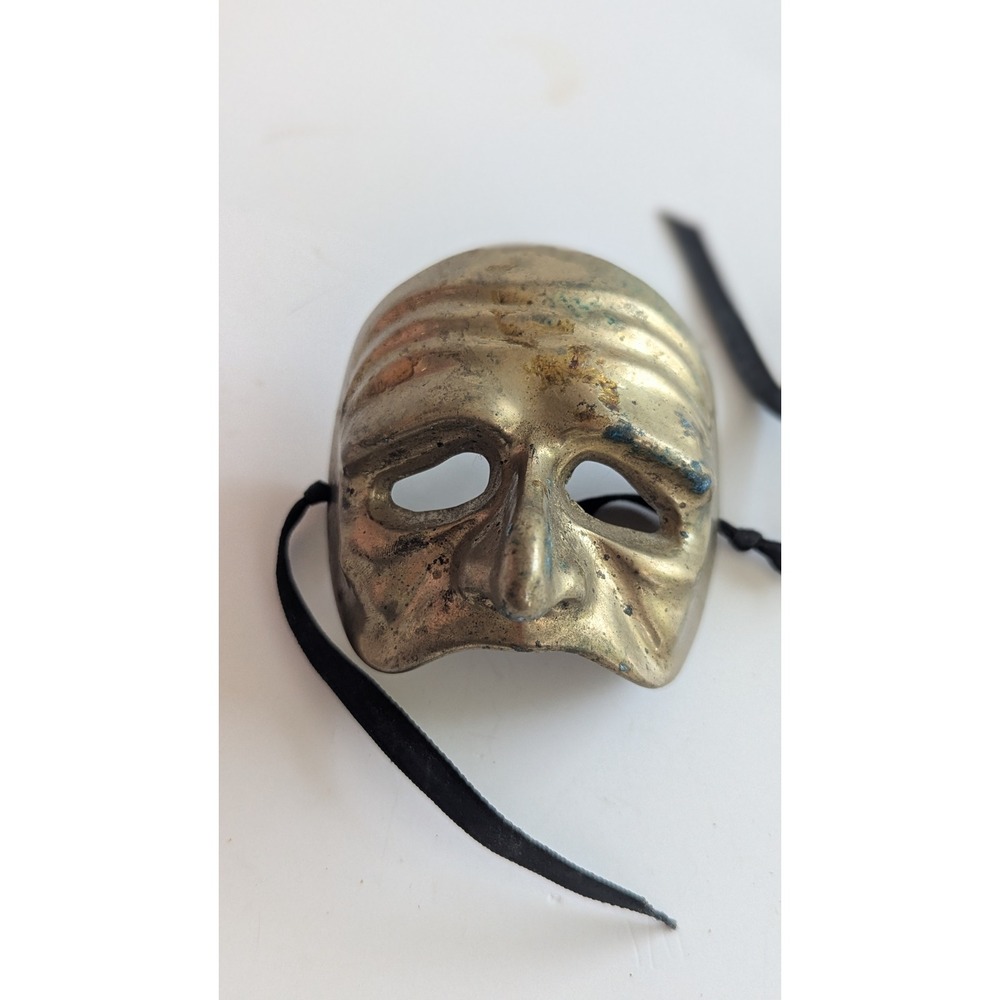 Vintage Crowning Touch Collection Brass Theater Mask Miniature Wall Decor Gold